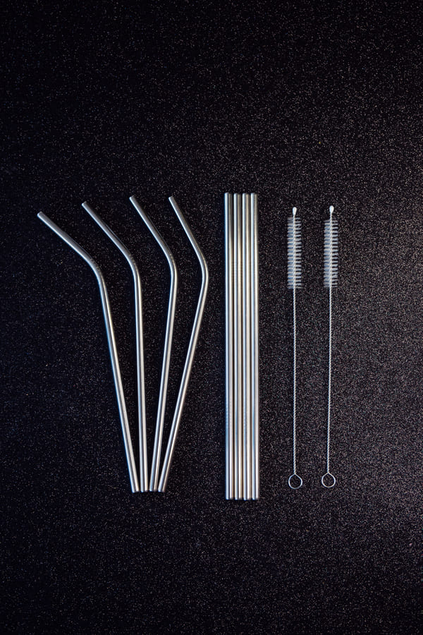 Silver Steel Straws