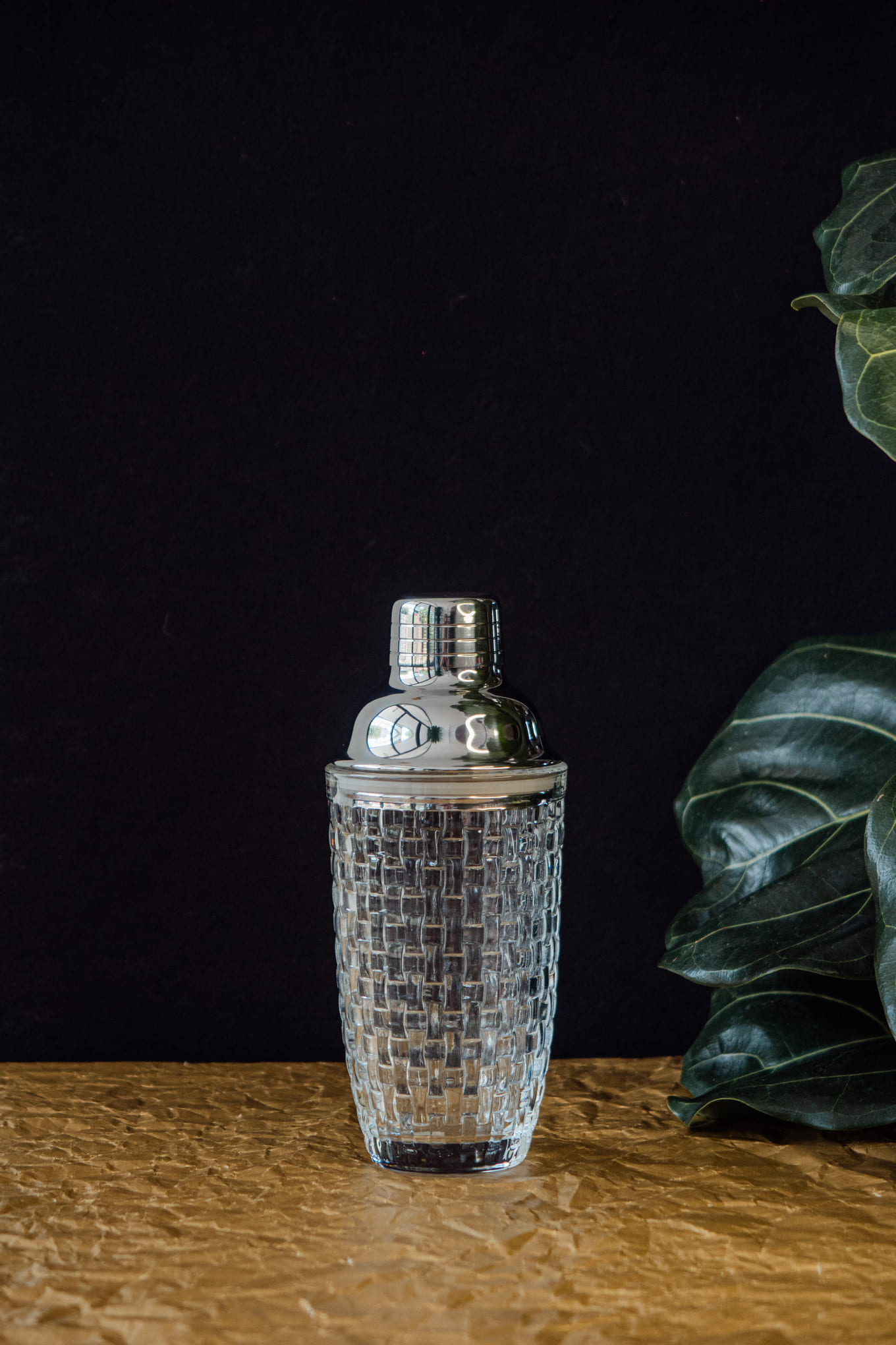 Glass Cobbler Shaker with a Silver Cover.jpg